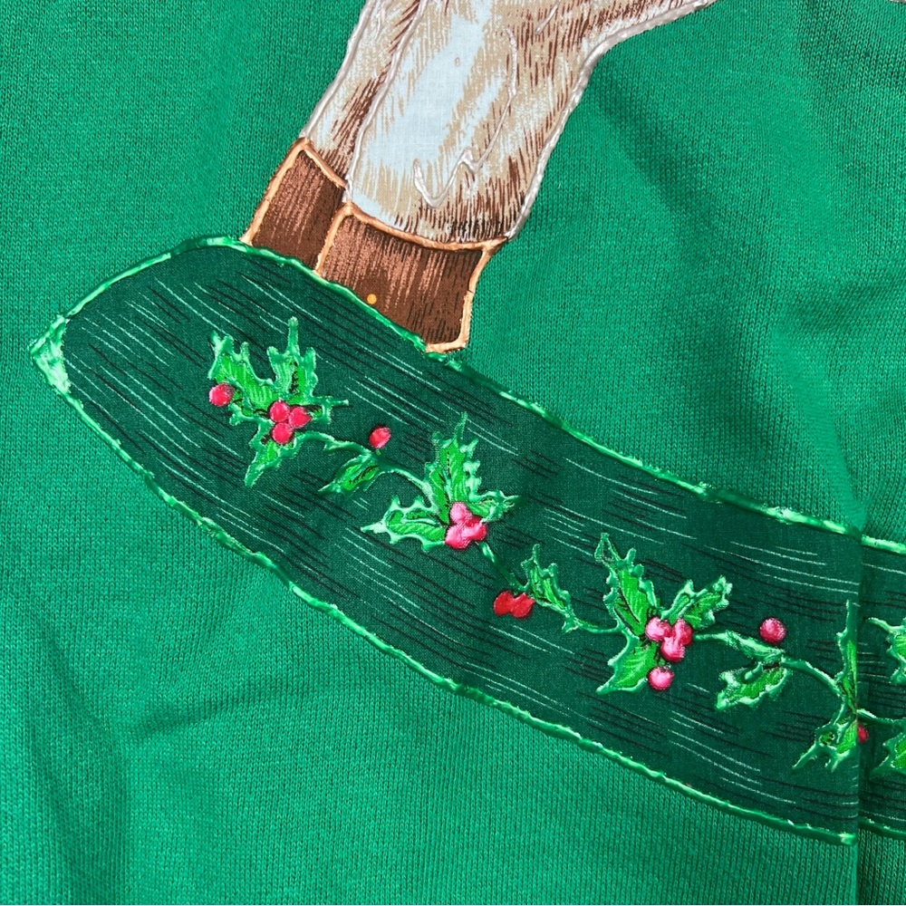Tultex Green XL Rocking Horse Ugly Christmas Holiday Sweater Sweatshirt - Picture 5 of 15